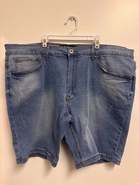 Blu Rock Denim Shorts Women Size 22 Blue Distressed Stretch New